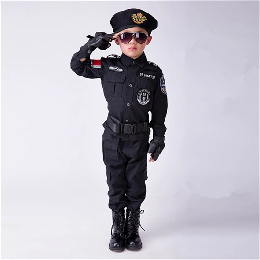 

Halloween Cosplay for Children Fancy Party Pretend Clothing Set Policeman Special Force Military Uniform Children's Day Gift