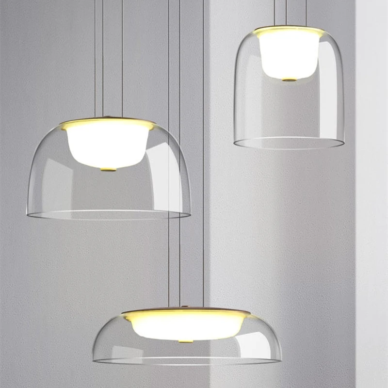 

Minimalism Clear Glass LED Pendant Lights Modern Iron Dining Room Kitchen Hanging Lamps Hanging Lights Decor Lighting Fixtures