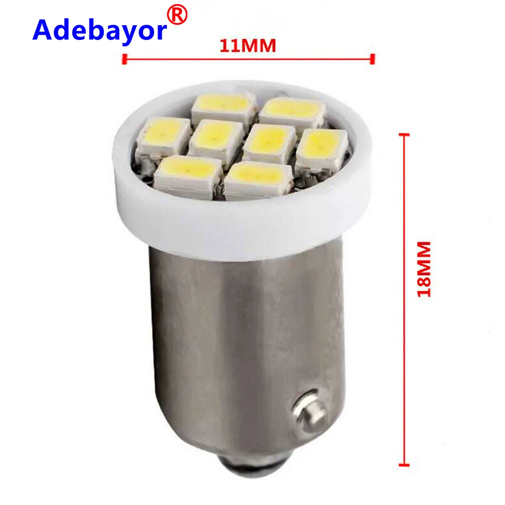 100 قطعة BA9S 8 smd T11 T10 T4W 1206 3020 8smd Led سيارة الداخلية الأبيض الجانب الذيل لمبات الإضاءة LED السيارات وقوف السيارات مصباح DC 12V #5