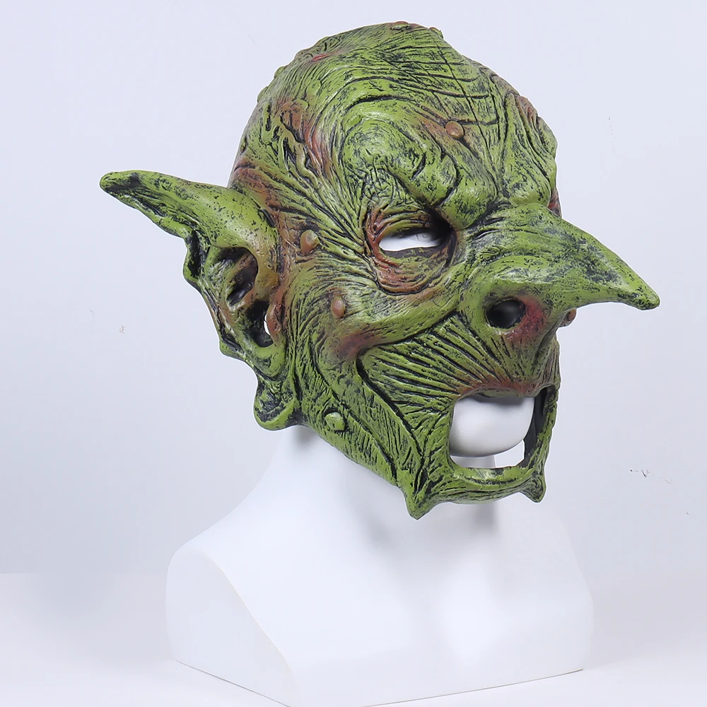 Goblin maska Evil Orc maski Greepy Gnome maski lateksowe Mascarillas Goblinoid Mascaras kostium na Halloween karnawał kask Prop