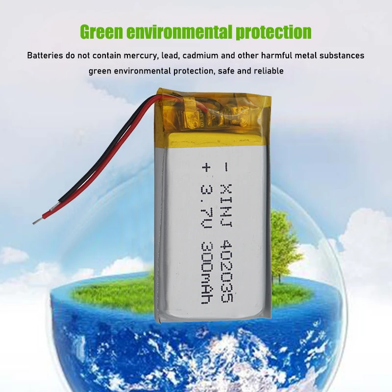 Baterías de polímero de litio Lipo 3,7 V 402035, repuesto de batería de iones de litio de 300mAh para auriculares Bt, juguetes MP3