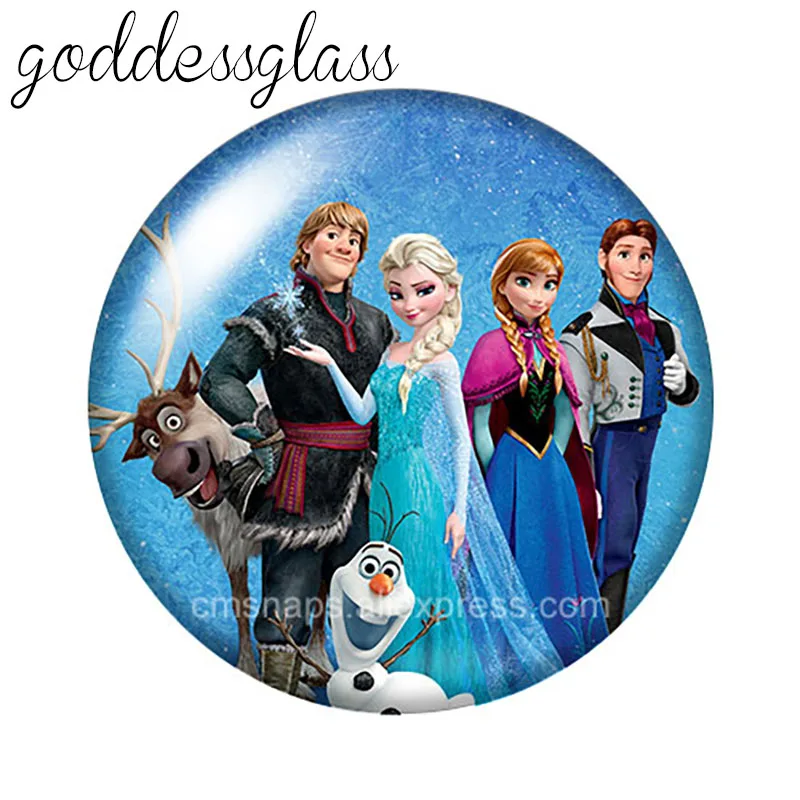 Disney księżniczka elza Anna Olaf dziewczyny 10 sztuk 12mm/18mm/20mm/25mm okrągłe zdjęcie szkło cabochon płaskie powrót bransoletki dokonywanie