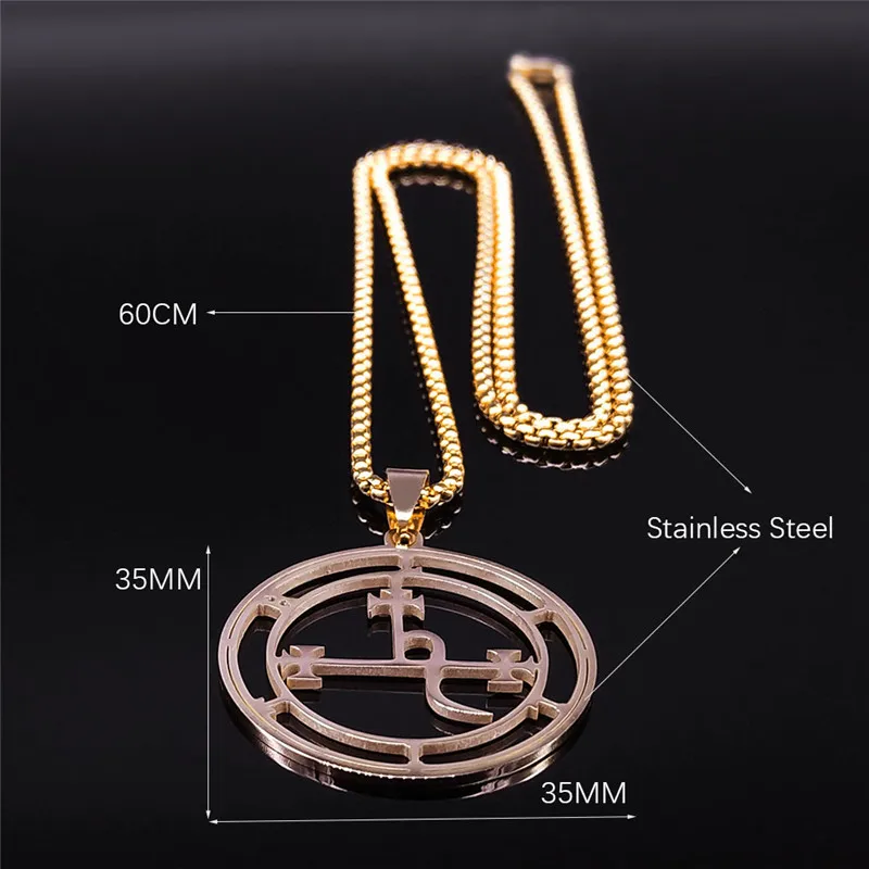 Stainless Steel Demon Seal Necklace Men/Women Gold Color Satan LILITH Pendants Necklaces Jewery collier homme 1332