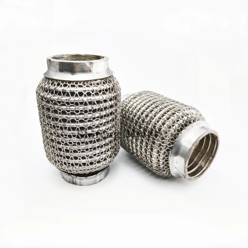 Stainless Steel 304  Flex Pipe Exhaust Bellow Tube Flex Coupler  With Mesh Interlock Super Flexible Bellows 63x102mm 76x102mm