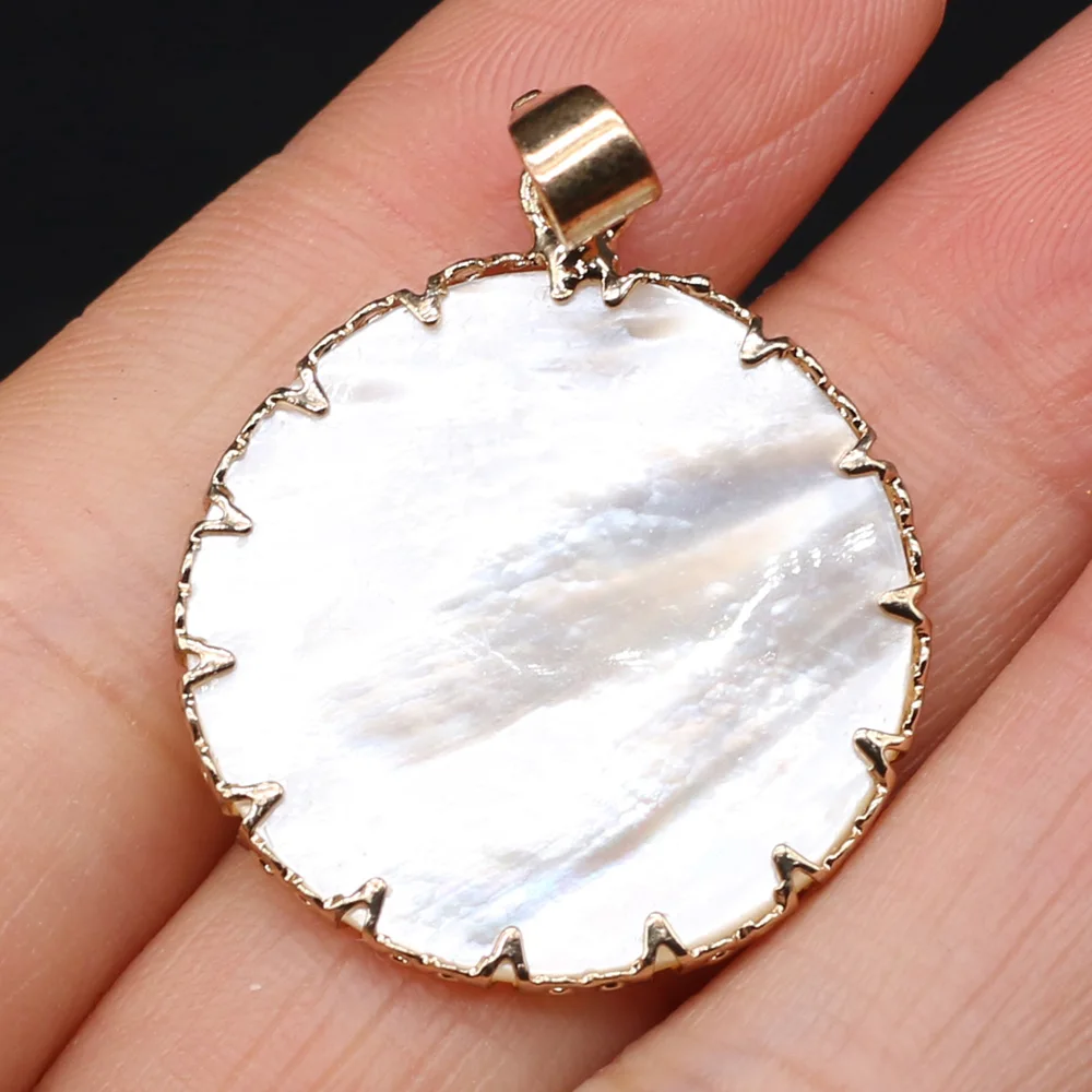 Natural White Shell Pendant Round Mother of Pearl Exquisite Charms Pendants For Jewelry Making DIY Earring Necklace Accessories