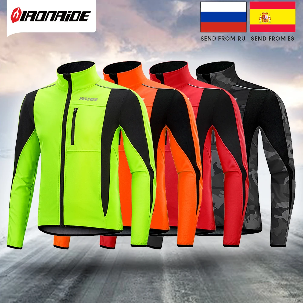 New Arrival! Ironride Winter Cycling Jacket For Men Women Fleece Thermal Reflective MTB Coat Bike Windproof Jacket Windbreaker