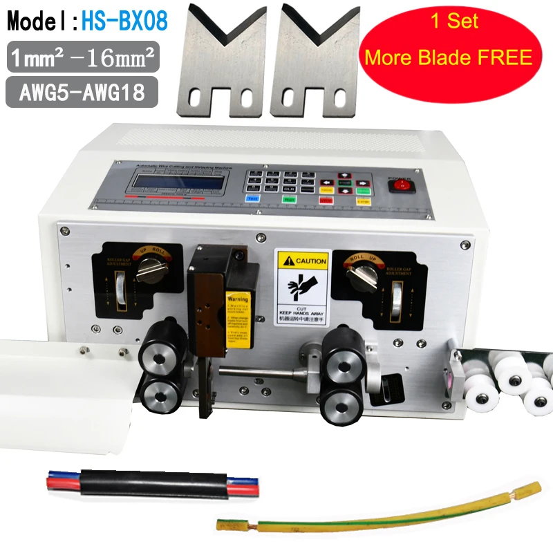 HS-BX08 Wire Stripping Peeling Machine for 16mm2 Electric Cable Big Copper Wire Stripping and Cutting Machine with Extra Knife