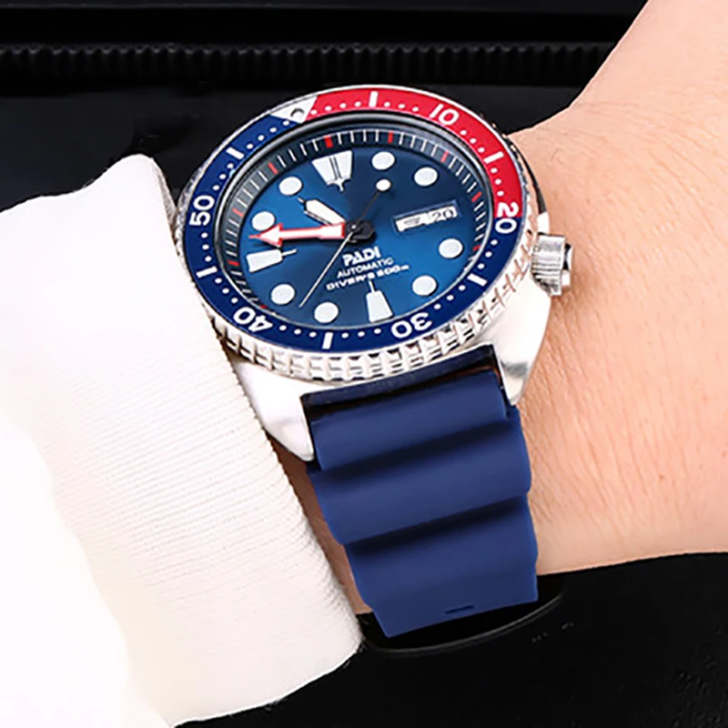 22mm Diving Rubber Strap for Seiko Watch SKX007 PROSPEX SRP777J1 No.5 Water Ghost Abalone Men Sport Silicone Watchband Bracelet