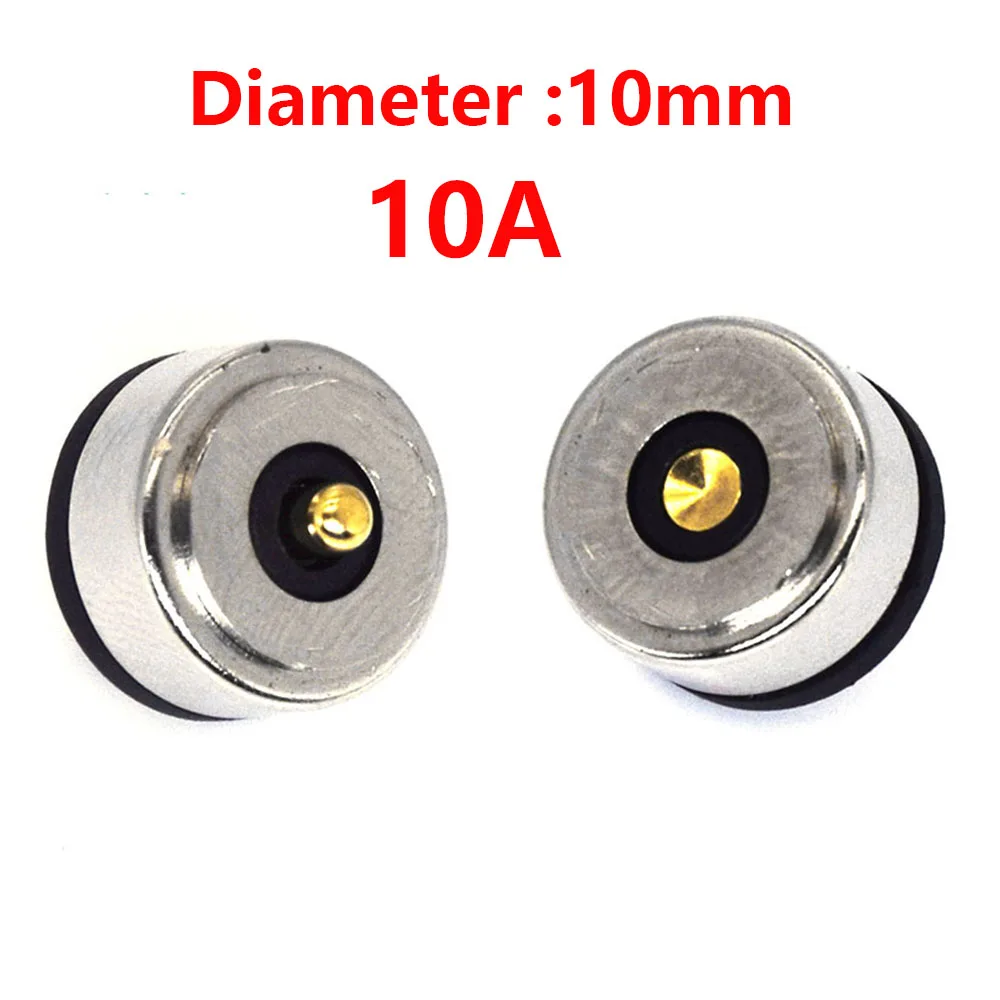 

2-10PCS 10mm Magnetic Charging Connector 10A High Current Magnetic Suction Head DC Power Plug Male Female Socket Magnet Connecto