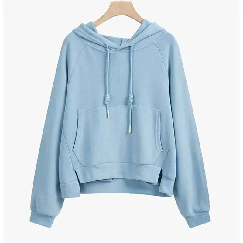 

Spring Autumn Style Women's Cotton Hoodies Solid Color Pockets Long Sleeve Sweet Casual Sweatshirts AA4182