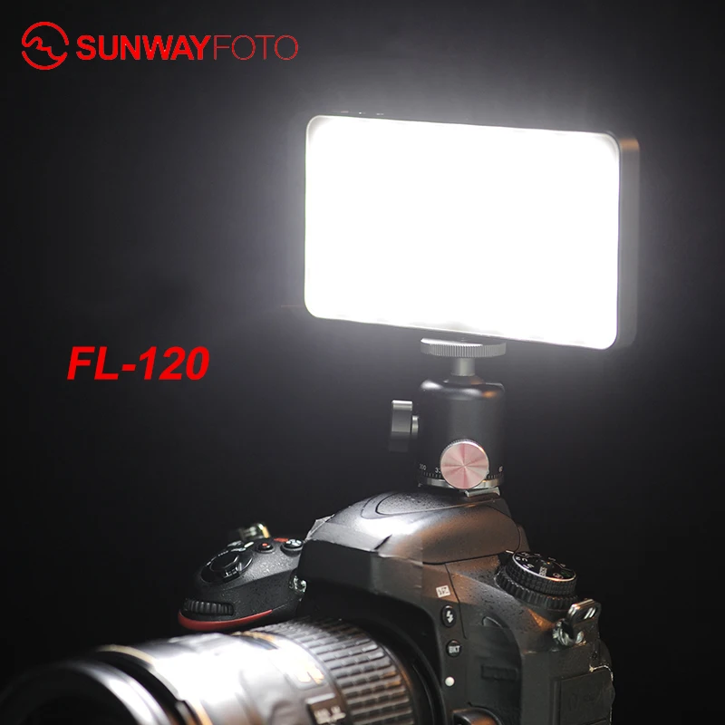 SUNWAYFOTO FL-120 LED On-Camera Light Photographic Lighting Studio Fill Light for DSLR Camera Selfie Light for Youtube Live