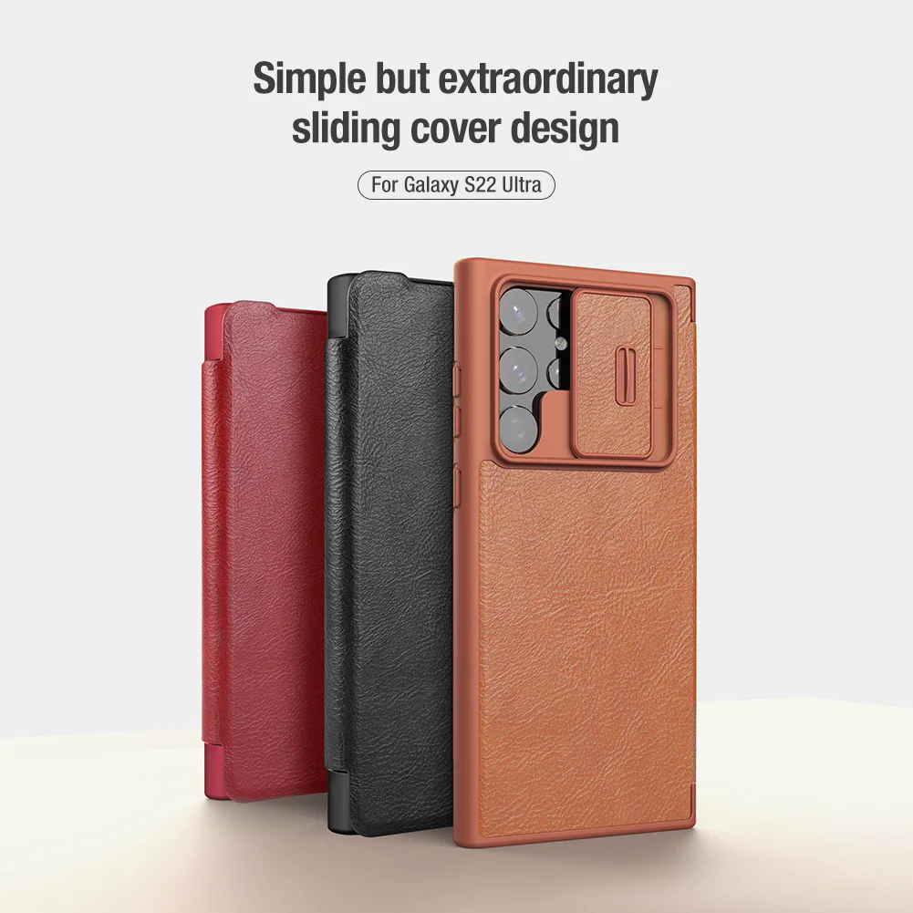 Case For Samsung Galaxy S22 Ultra NILLKIN Qin Leather Case Lens Protection Cover For Samsung S22 Classic Flip Case For S22 Plus