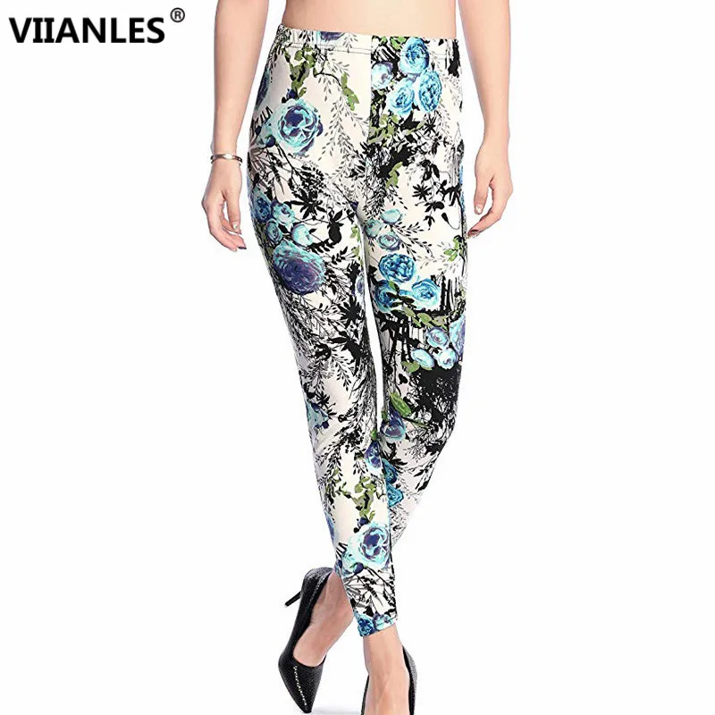 Viianles calças sexy venda quente 2022 impressão flor leggings leggins xadrez fina pant moda feminina aptitud