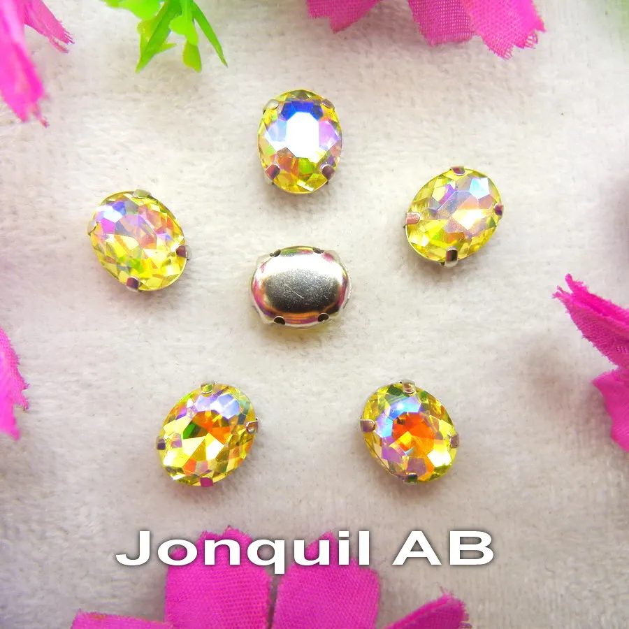AB Colors Silberne Krallenfassungen 7 Größen Ovale Form Glaskristall Aufnähbare Strassperlen Hochzeitskleid-Accessoires Verzierung – Detail 8