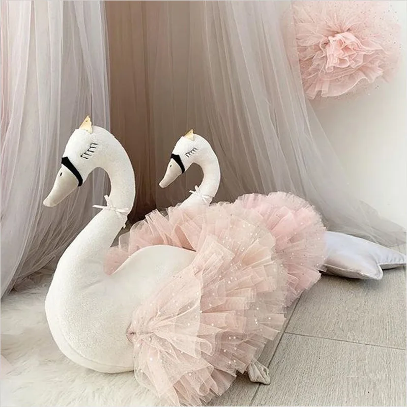 Baby Girl Room Decor Plush Animal Head Plush Swan Toys Children Stuffed Toys Kids Bedroom Accessories Wall Decoration