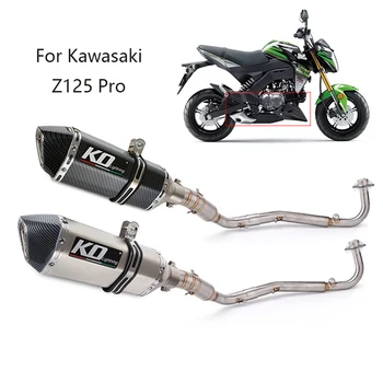 Slip-on exhaust system for Kawasaki Z125 Pro 2017-2023 motorcycle header middle link pipe 51mm mufflers removable DB killer escape