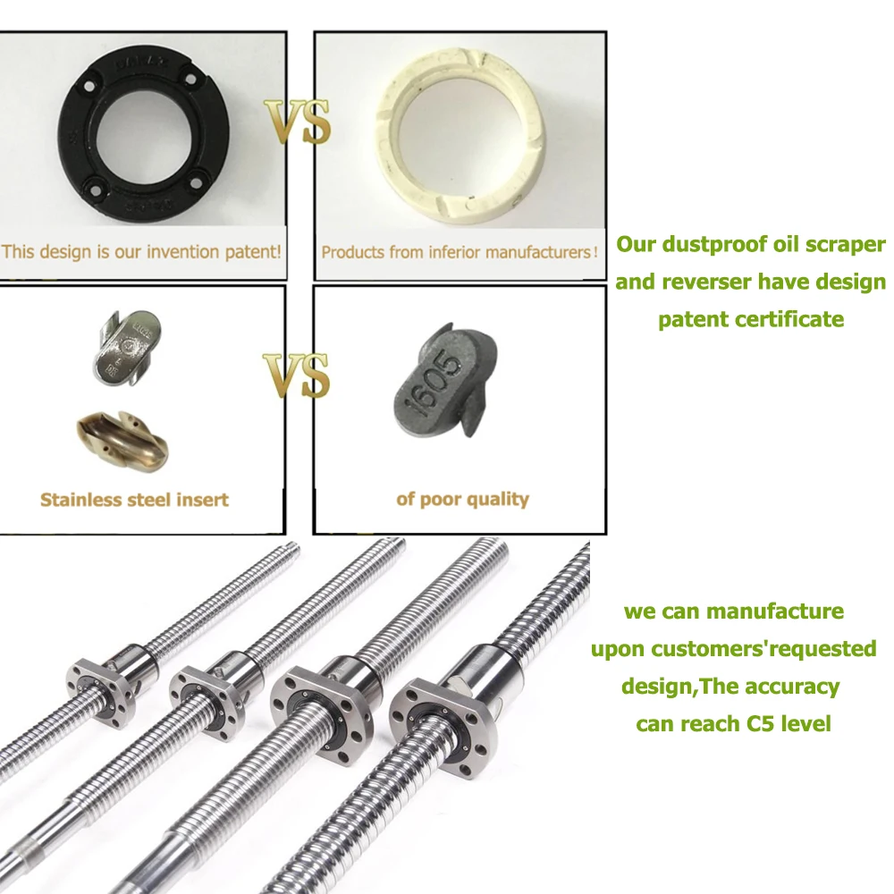 Imagem -02 - Porca de Esfera Dupla Personalizável c5 Usinado Dfu3205 Ballscrew Qualquer Tamanho de Rolo Ballscrew Peças Cnc Rm3205 Ball Screw