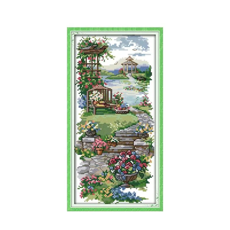 A tranquil path cross stitch kit flowers 14ct 11ct count print canvas stitching embroidery DIY handmade needlework plus