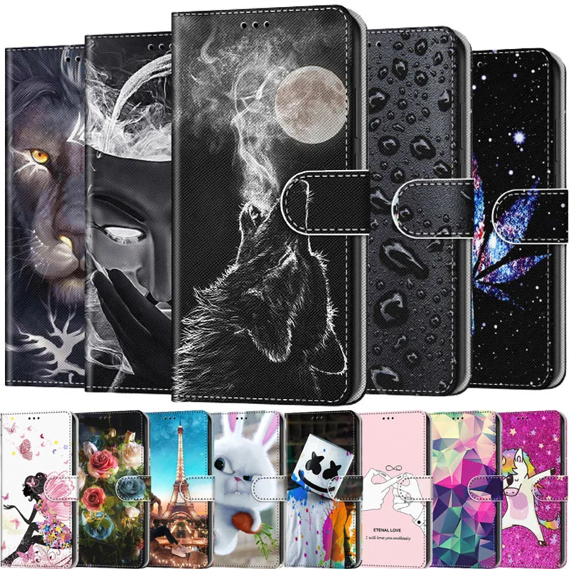 Flip Leather Case For Samsung Galaxy A6 A7 A8 A9 2018 A3 A5 2016 2017 2015 A520 A310 Wallet Card Holder Stand Book Cover Painted