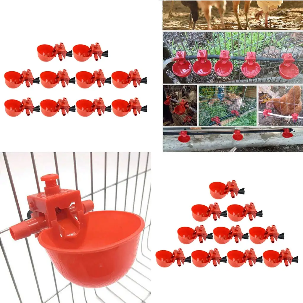 10/20pcs/Set Automatic Bird Coop Feed Poultry Water Drinking Cups Plastic Chicken Fowl Drinker Cups Hanging Chicken Farm Tool