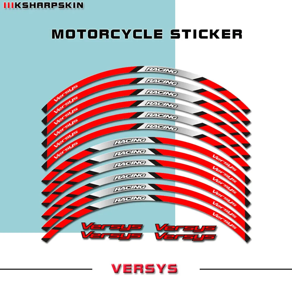 

12 reflective wheel rim stickers wheel hub with color decals for Kawasaki VERSYS