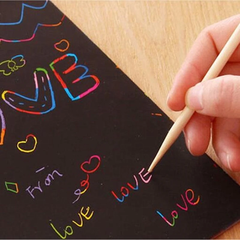 100Pcs/set Mini Magic Color Rainbow Scratch Paper Black DIY Drawing Toys Painting Book For Kids Fashion Scratch Paper Supplies