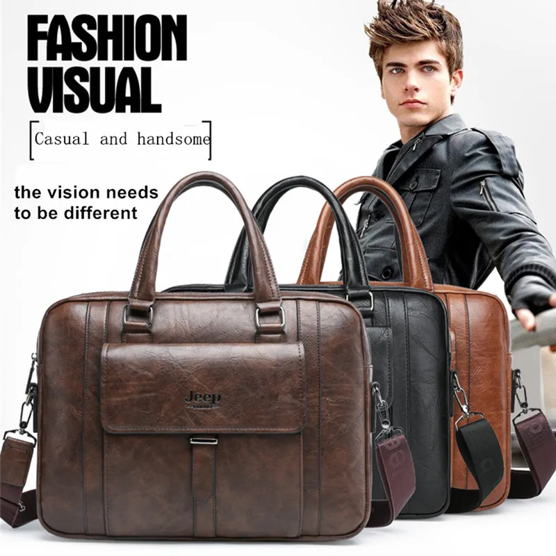 JEEP BULUO High Quality  Laptop Business Bag Men Briefcases For Man Handbags Split Leather Office Large Capacity Bags Business