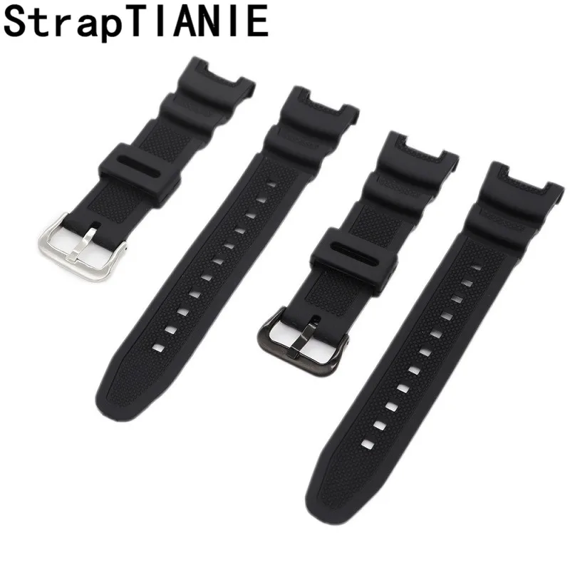 Black Men Women Silicone Strap Watchband Suitable For Casio SGW-100 SGW100 21MM Rubber Sport Waterproof Replacement Watch Band