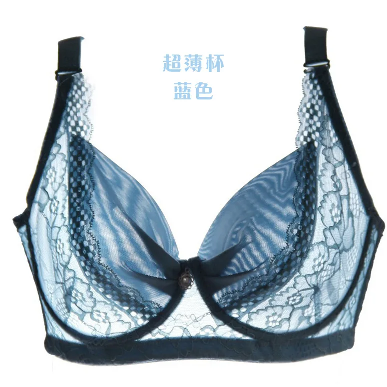 Big chest significantly smaller Summer large size translucent breathable mesh thin section bra adjustable lace ladies underwear