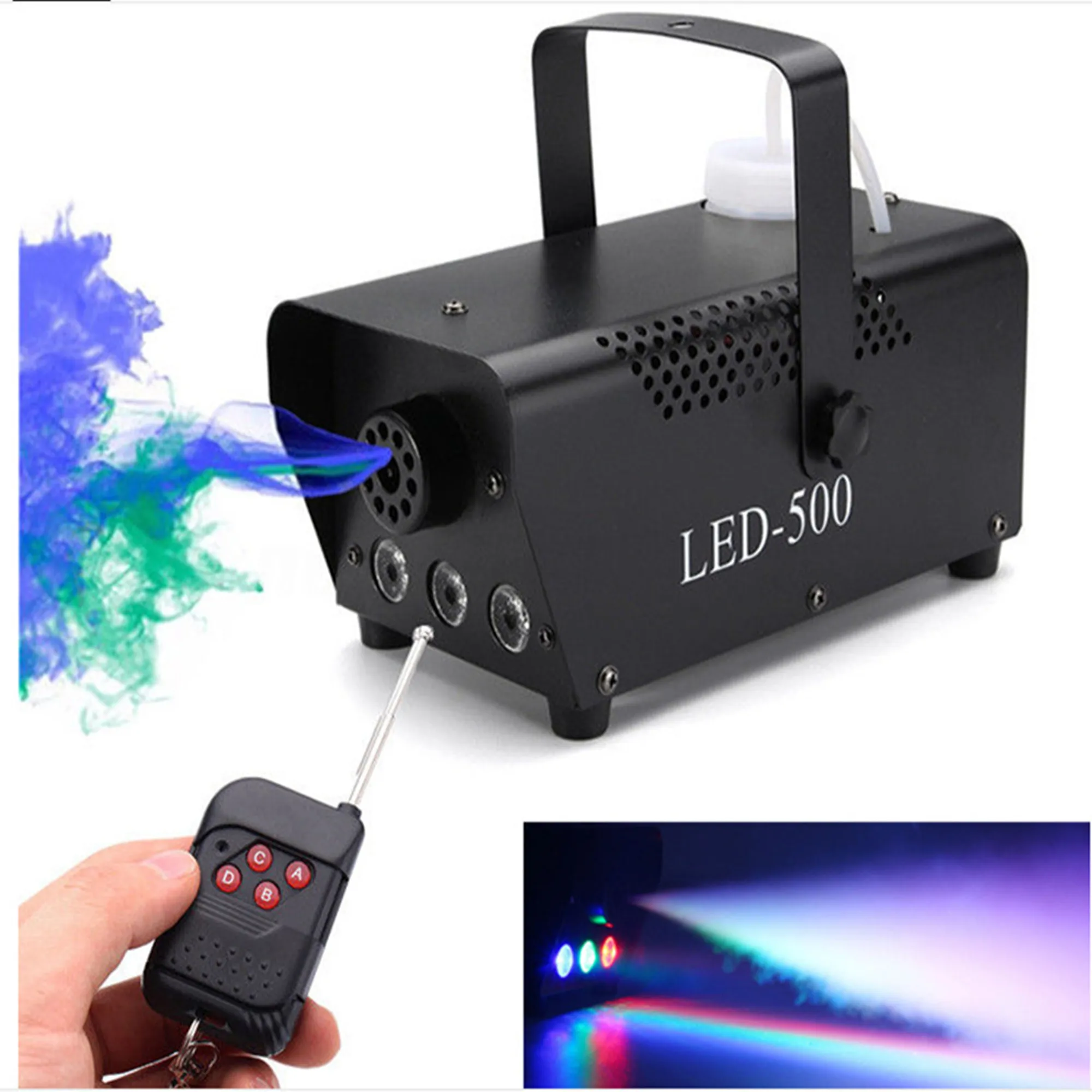 fast shipping disco colorful smoke machine mini LED remote fogger ejector dj Christmas party stage light fog machine