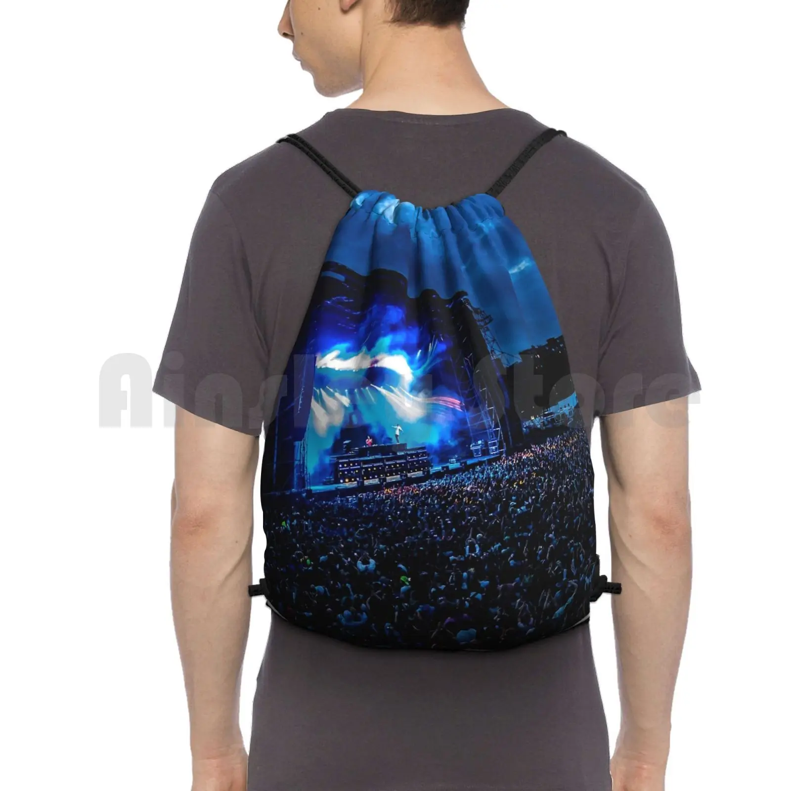 

Art Design Backpack Drawstring Bag Riding Climbing Gym Bag Trance Dance Dj Crowd People Europe Sold Out Live Party Night