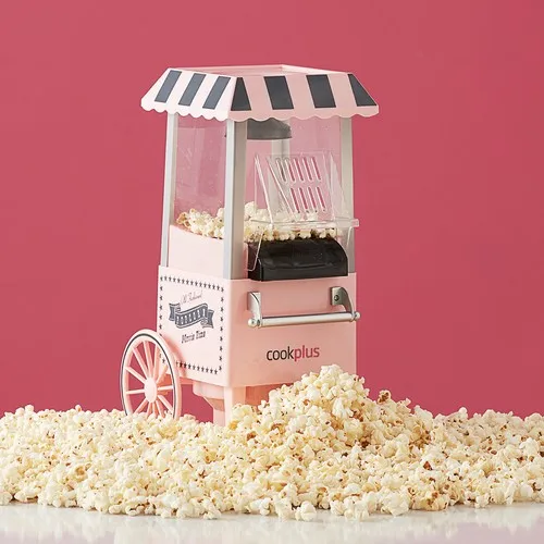 Cookplus Pink Pop Corn Machine Ready in 5 Minutes 15x39 cm Nostalgic Design