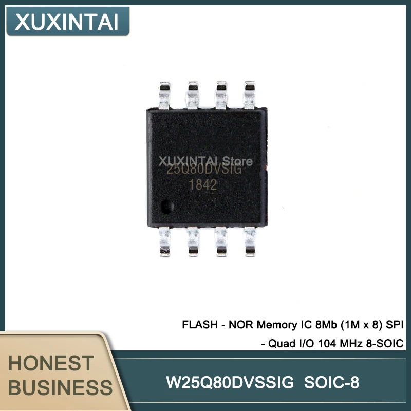 50Pcs/Lot  New Original  W25Q80DVSSIG W25Q80DV FLASH - NOR Memory IC 8Mb (1M x 8) SPI - Quad I/O 104 MHz 8-SOIC