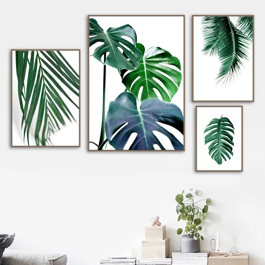 Monstera Coconut Leaf Cactus Wall Art Print Canvas Painting Nordic Canvas Poster And Prints Wall Pictures For Living Room Decor