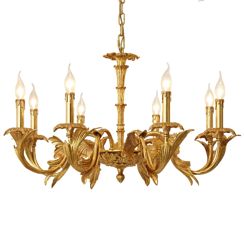 French Restaurant gold chandeliers deluxe Copper Chandelier Lamp led hotel lighting fixture Living Room Luxury Dining Room light