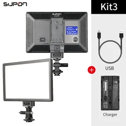 SUPON L122T LED 3300K-5600K Ultra thin LCD Bi-Color & Dimmable Studio Video Lamp Panel for Camera DV Camcorder+NP-F550 Battery