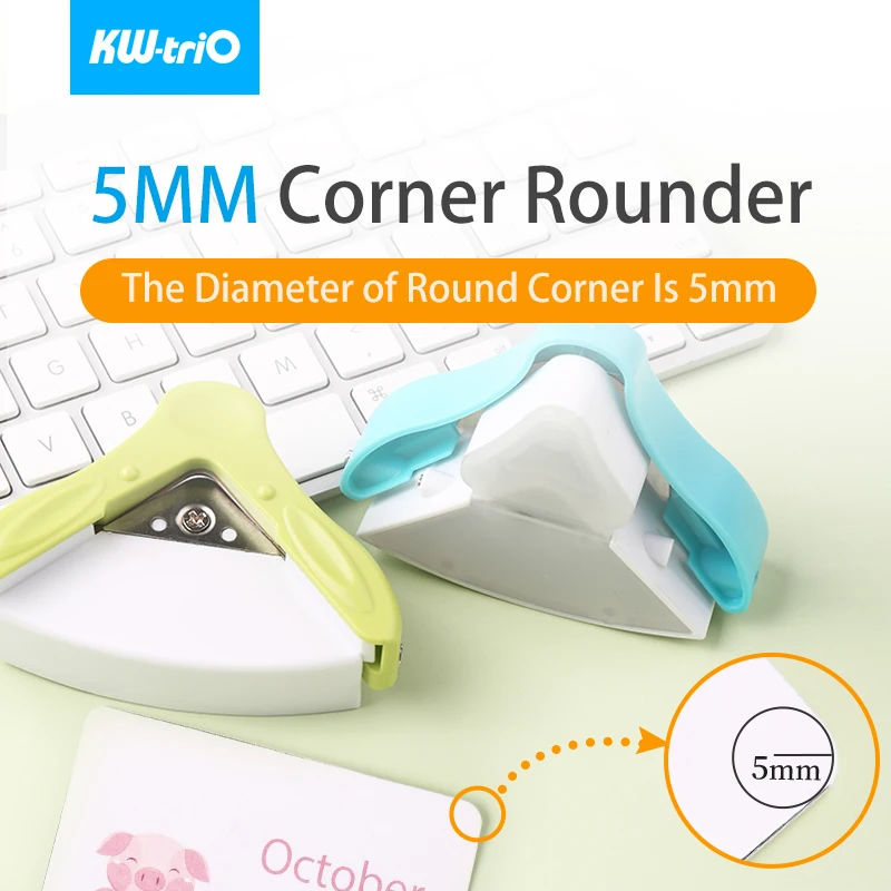 KW-triO Corner Rounder Punch Paper Cutter R5 Round Corner Trimmer DIY Planner Round Corner Cutter Paper Puncher Office Supplies