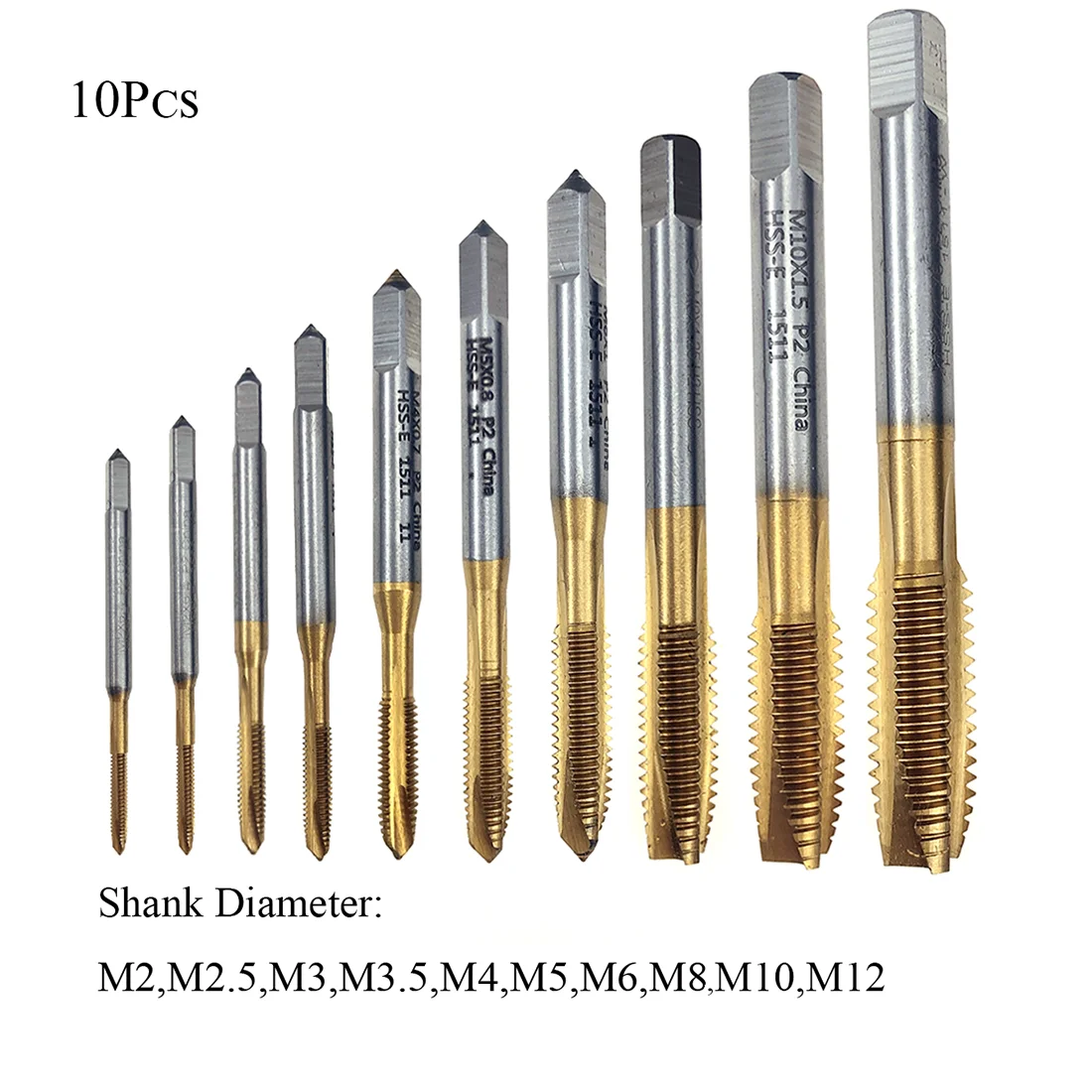 M2-M12 Titanium Coating HSS Titanium Plate Hand Tool Straight Screw Thread Hand Tap Drill Milling Cutter For Engrave