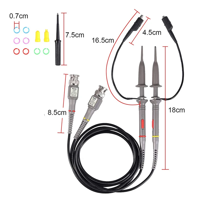 YEAPOOK P6100 100MHz Universal BNC Oscilloscope Probe with Accessories Kit (Pack of 2)
