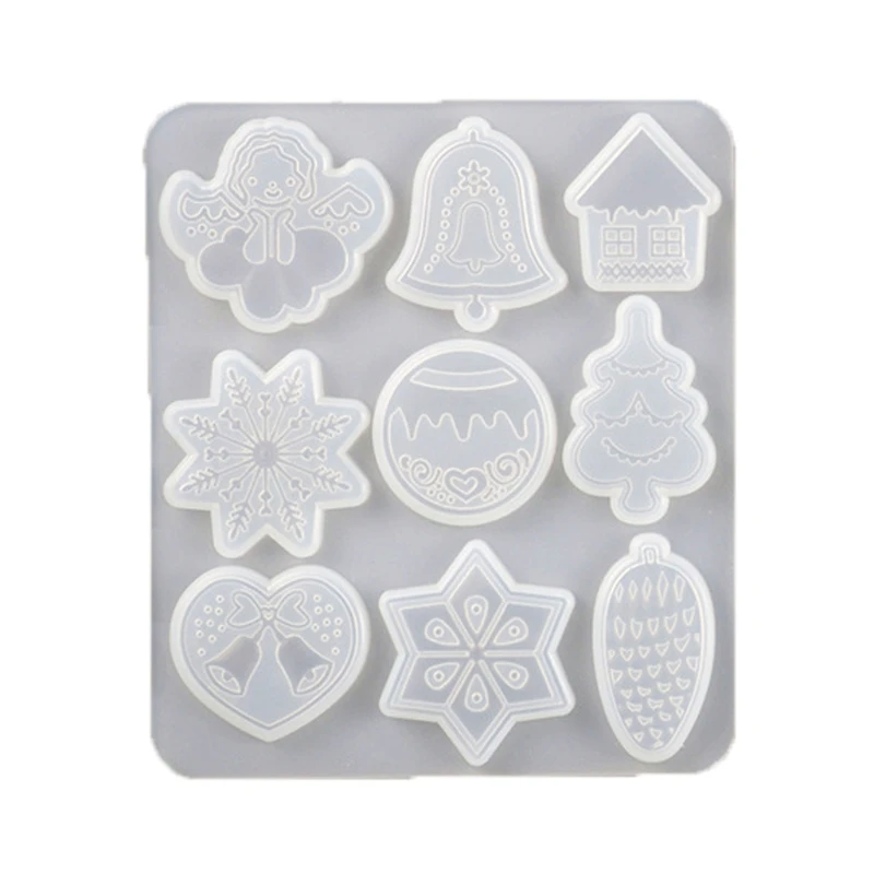 Christmas Tree Snowflake Elk Pendant Resin Casting Mold Key Chain Christmas Ornament Silicone Resin Mold Art Crafts