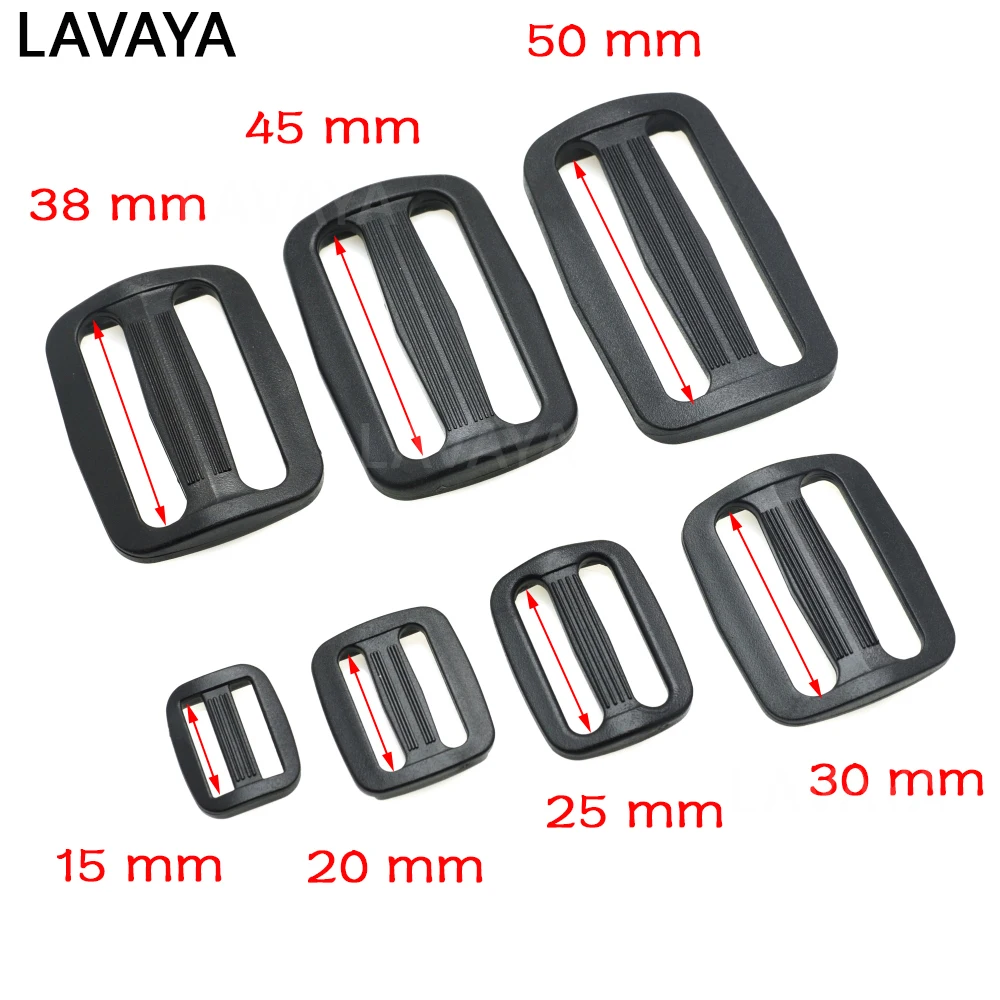 5pcs Plastic Black Curve Tri-Glide Slider Adjustable Buckle for Bags Webbing