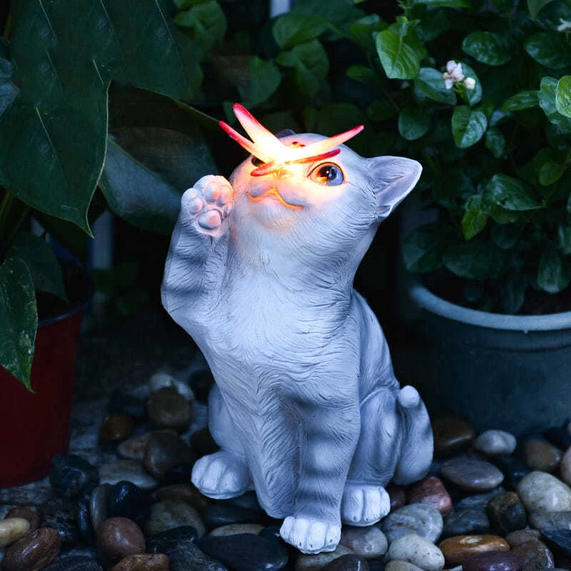 

Pastoral Waterproof Solar Lights Cat Dog Squirrel Top Dragonfly Resin Decoration Outdoor Garden Balcony Park Figurines Crafts