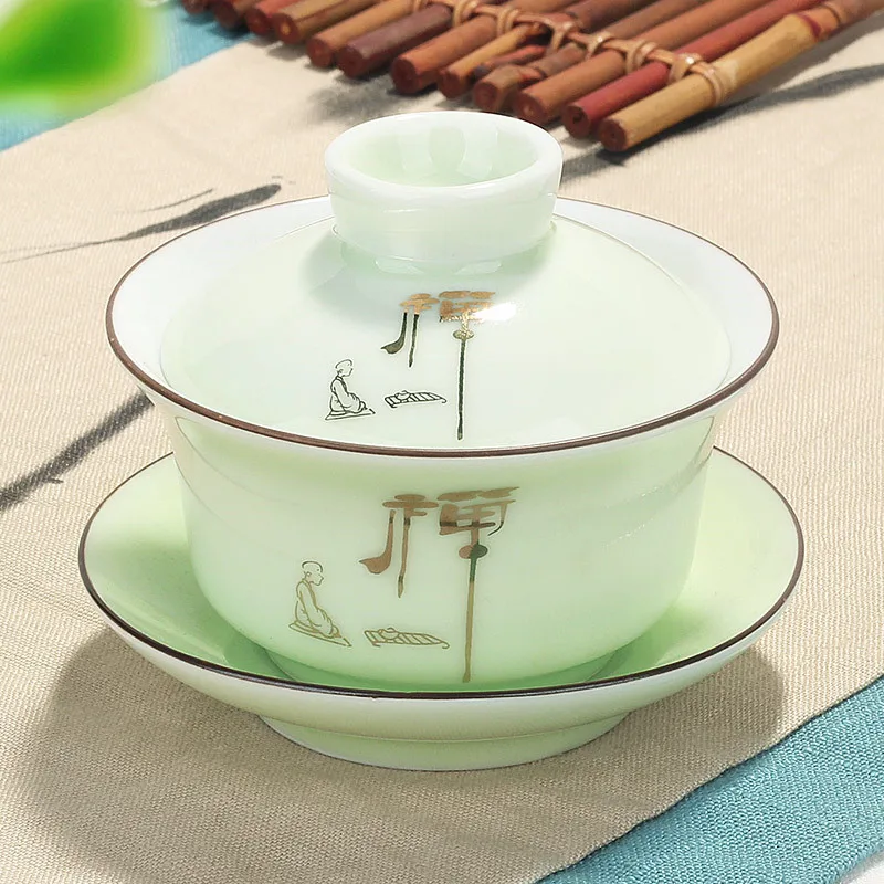 Chinese Hand Painted Kungfu Tea Set, Tureen Dehua, White Porcelain, Gaiwan, Pot Set for Travel, Fast Cup, High Quality