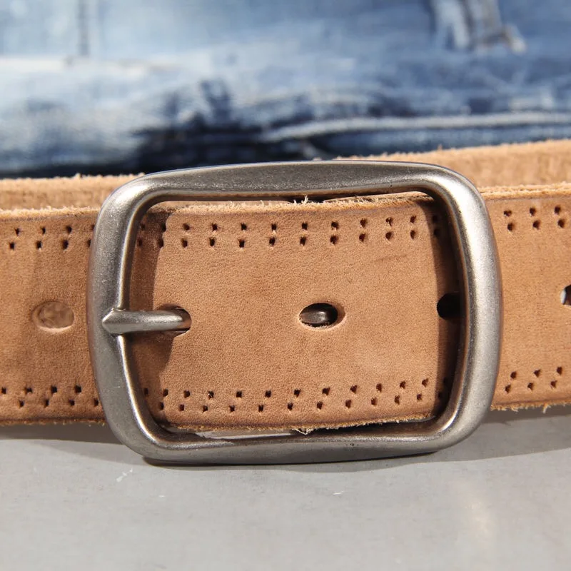 Vintage 100% Genuine leather Belt for Men High Quality Natural Cow Leather Men's Belt Male Strap for jeans or pants