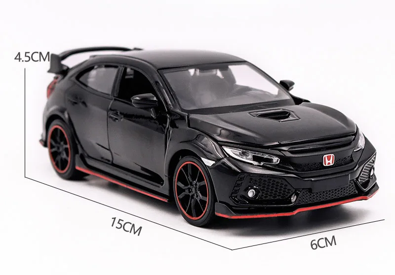 1/32 New Honda TYPE R Hatchback Model Toy Vehicle Alloy Die Cast Sound Light  Pull Back Sports Car Toys For Gifts