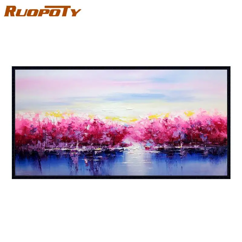 

RUOPOTY 60x120 см Красные Деревья DIY картина по номерам большой Размеры абстрактные современные настенные картины каллиграфии живопись для дома