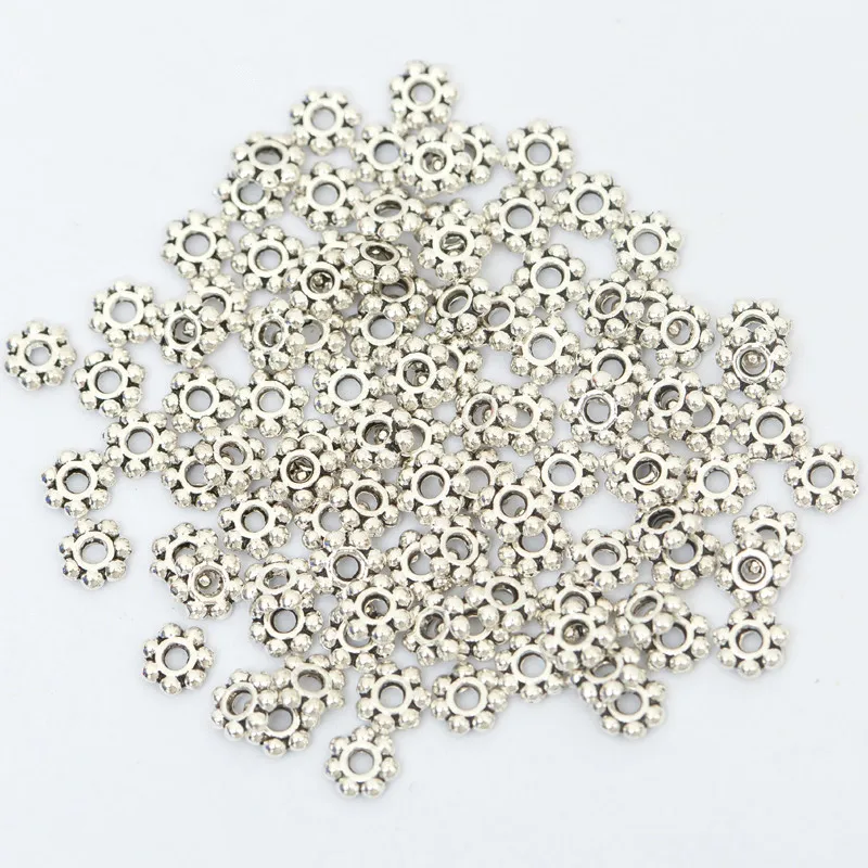 100pcs 6mm Metal Spacer Beads For Jewelry Making Tibetan Silver Gold Bronze DIY Bracelet Accessories