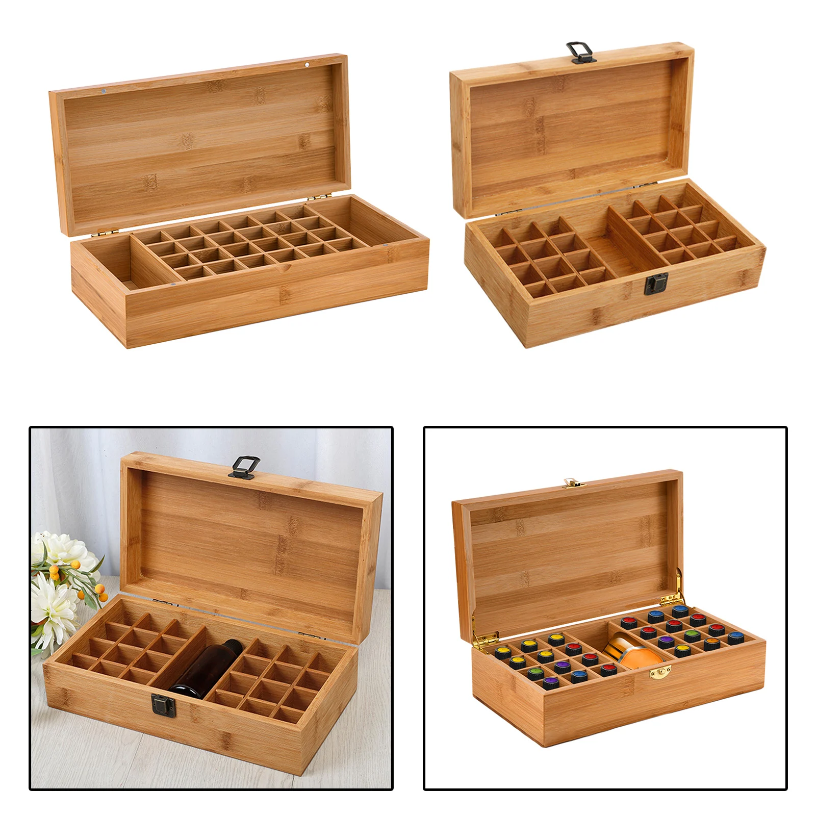 24 slots Essential Oil Wooden Storage Box Case Container Aromatherapy