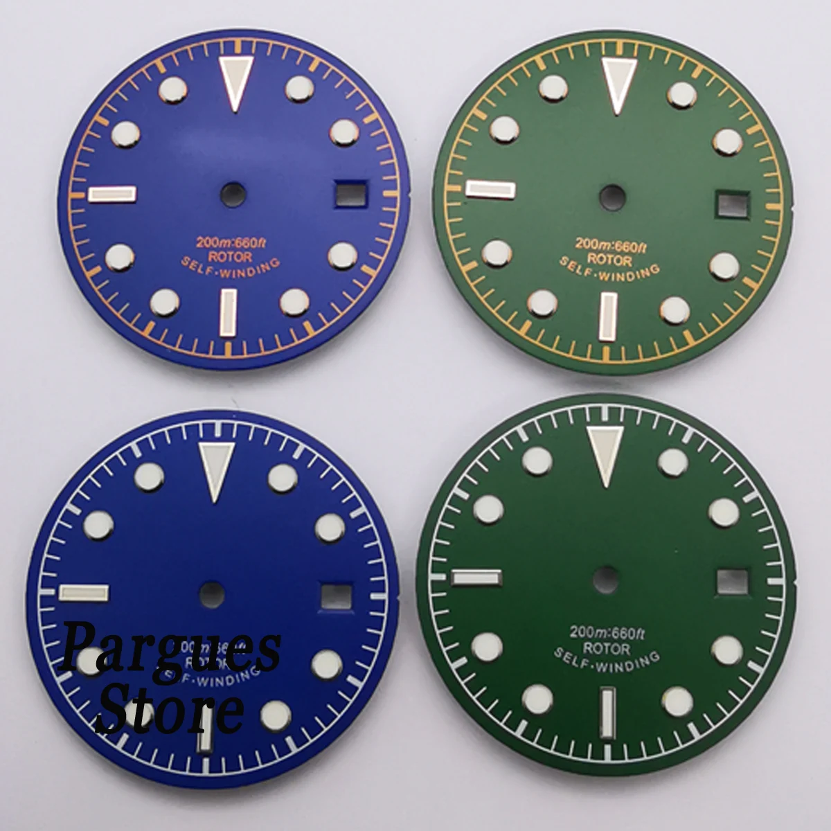 30.5mm sterile blue green watch dial luminous fit NH35 Miyota8215 8205 DG2813 ETA2836/2824 movement