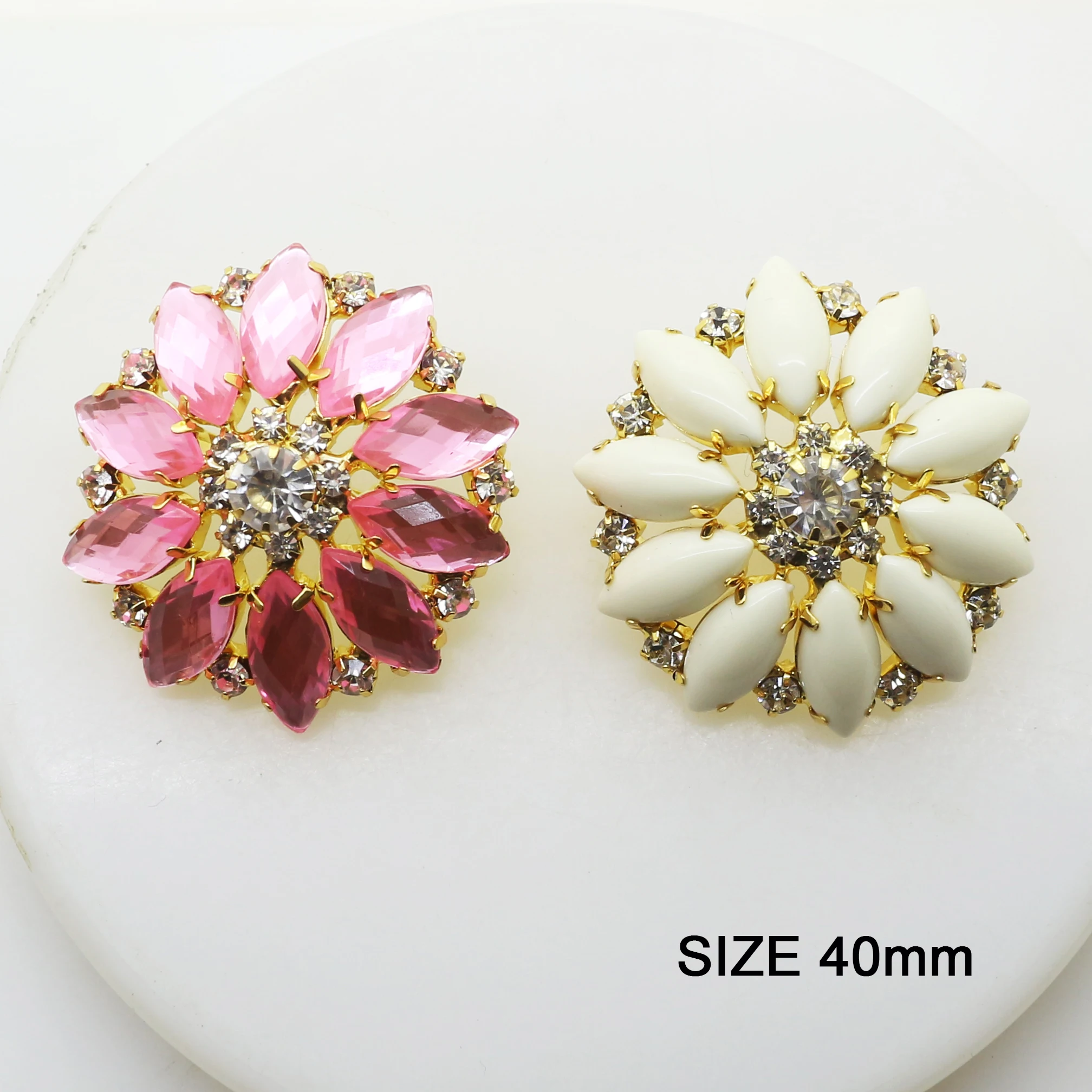 New Beautiful Rhinestone Flower 2pcs Button Sewing Decorative button Handmade DIY Jewelry Design Bucklel Lovely Party Production